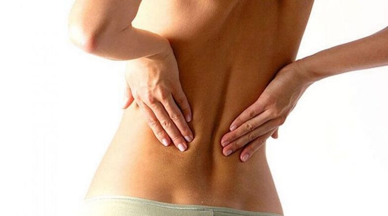 Osteocondrose da coluna vertebral, cujo sinal é dor nas costas